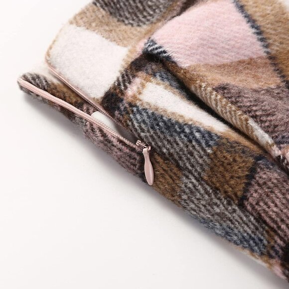 Womens Long Pink 7New Elastic Waist A-Line Pleated Tartan Long Plaid Wool Skirts - Picture 4 of 6